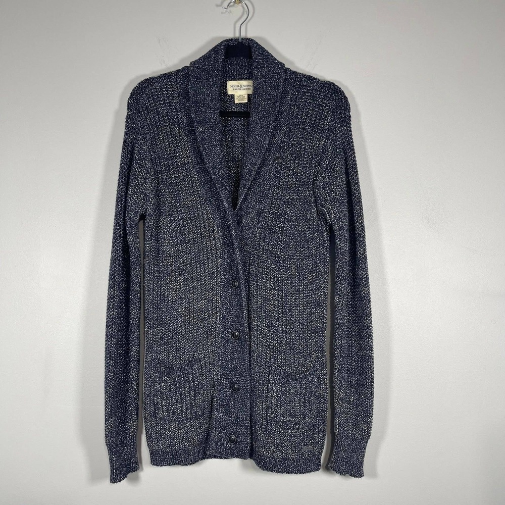 Denim & Supply Ralph Lauren Shawl Collar Cardigan Sweater Womens XS Navy Blue